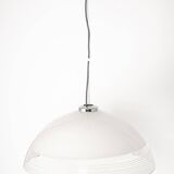 Magnificent suspended light fixture in white glass, Murano glass, Italy, 1970s.
