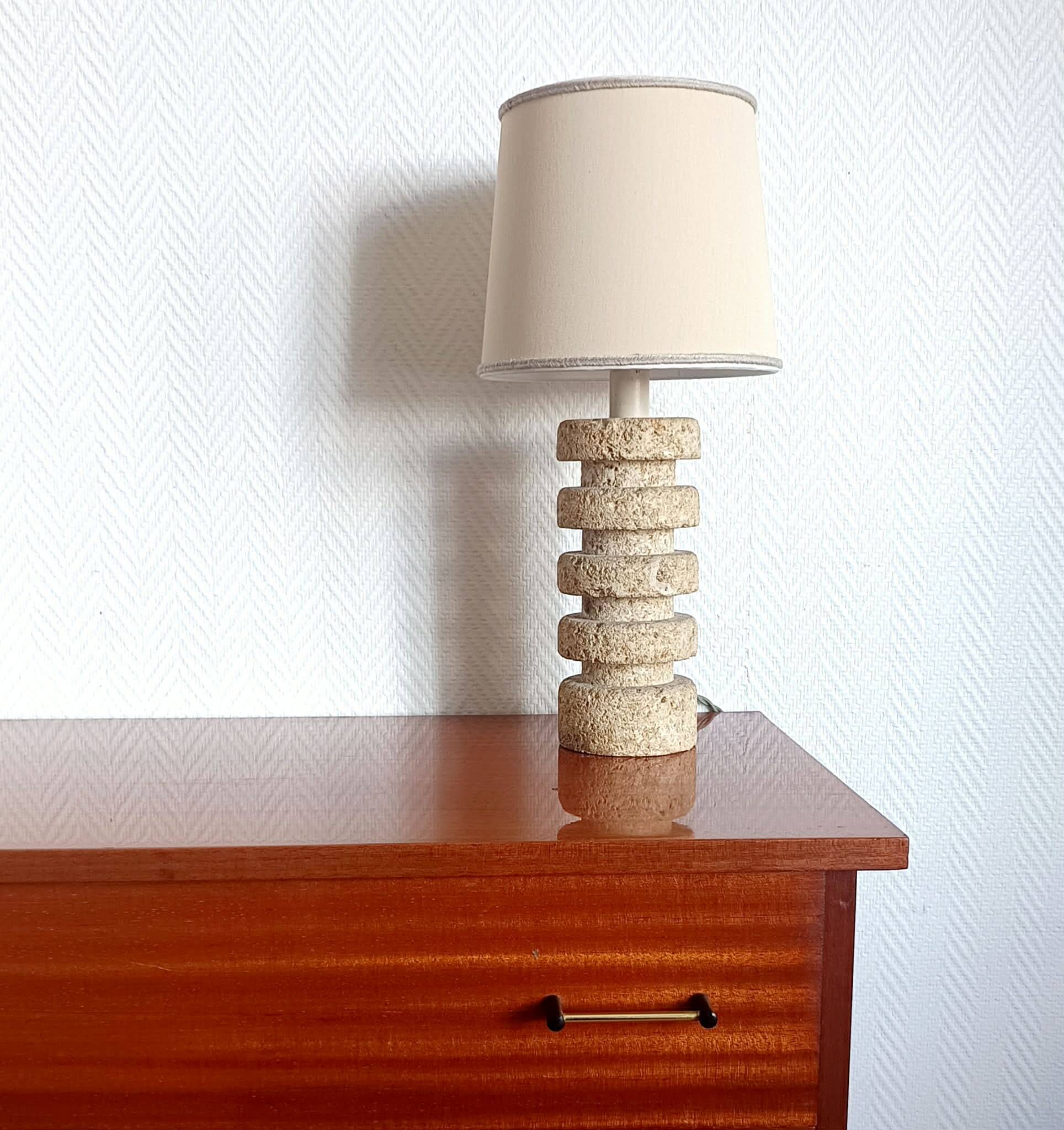 Brutalist stone lamp in Tormos style, circa 1970.
