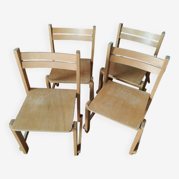 Série 4 chaises design années 70 vintage mobilier enfant