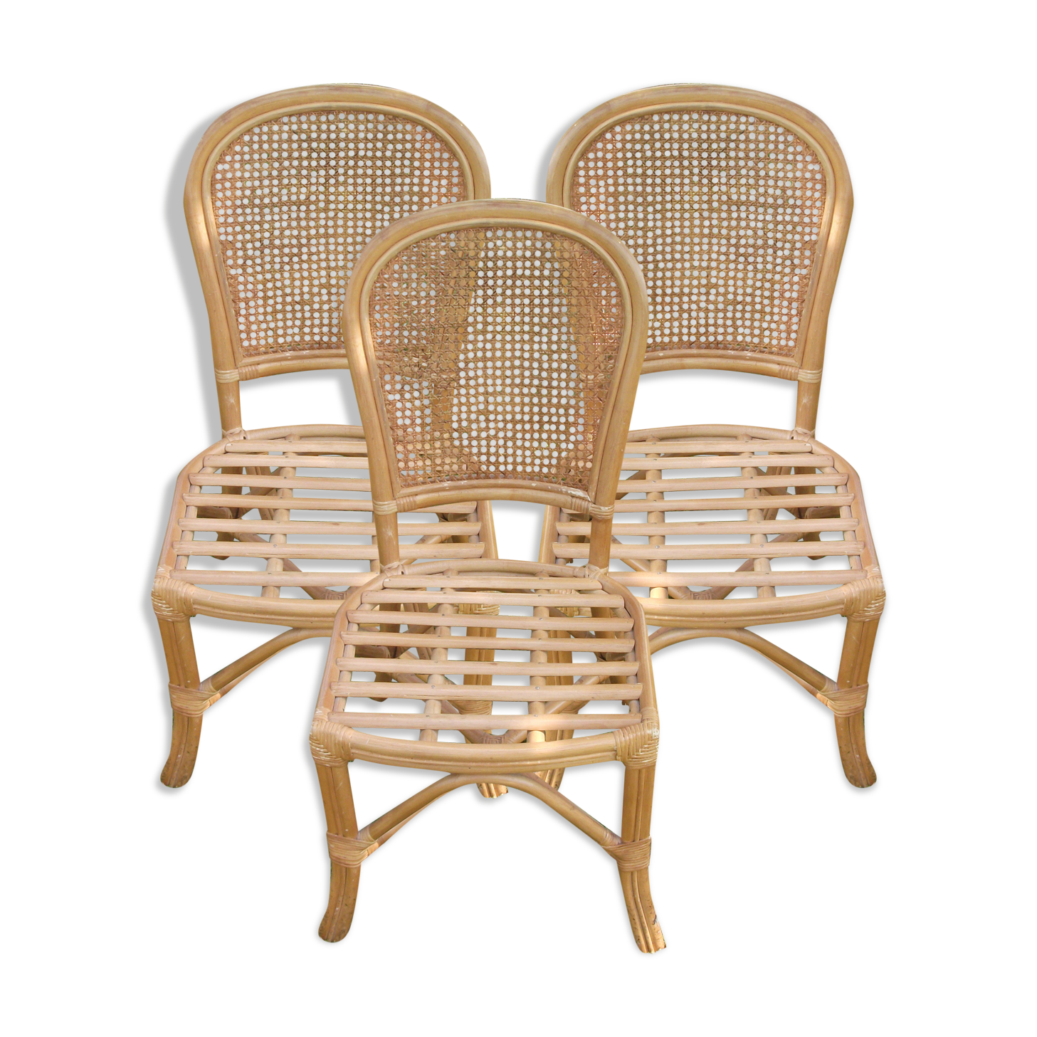 Set of 3 rattan chairs