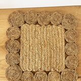 Vintage 1960s braided raffia mirror