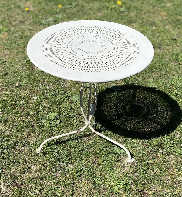 Table basse de jardin guéridon fer forgé vintage 1900