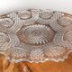 Vintage pressed glass plate with rosette design, octagonal rim, star pattern reminiscent of mandala