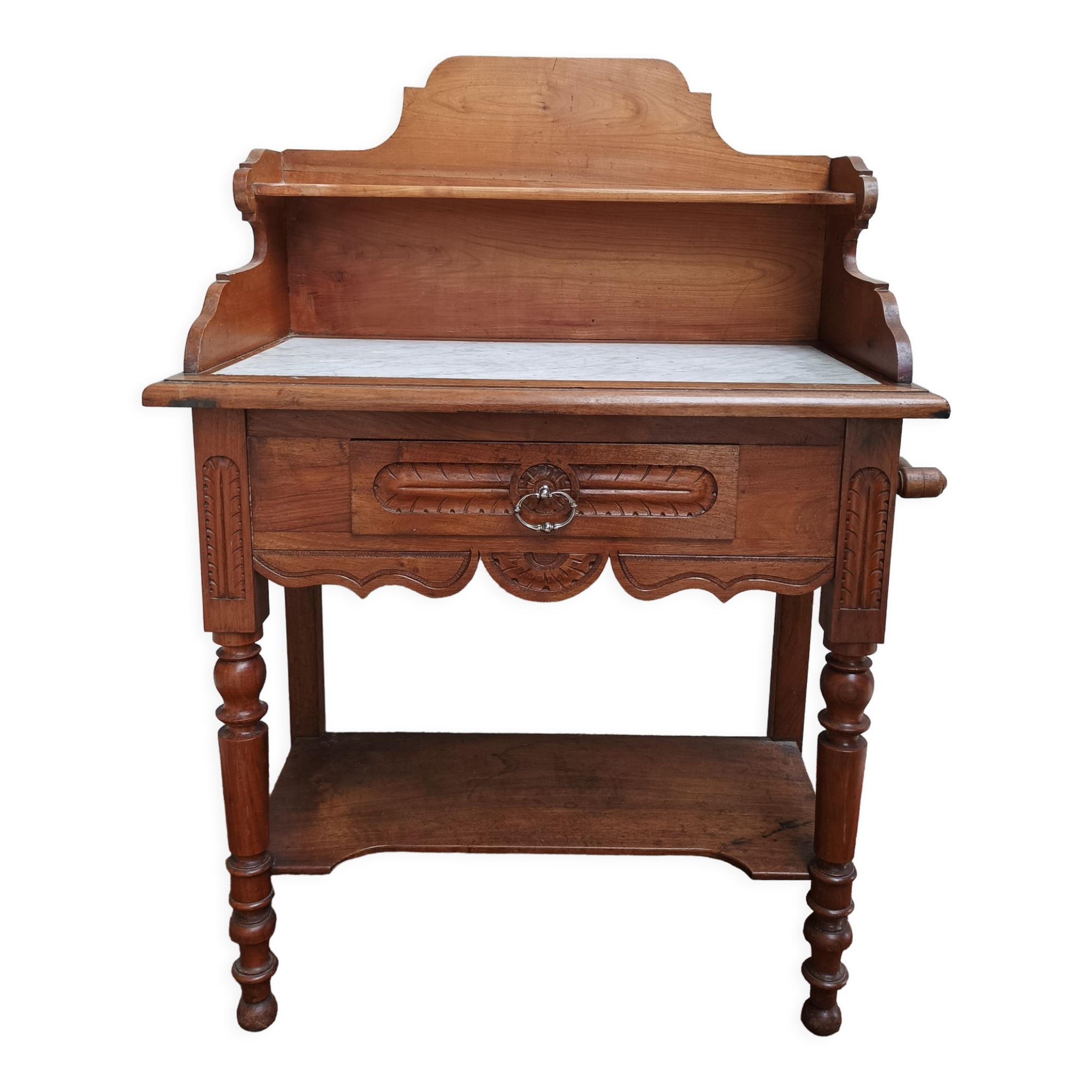 Meuble de toilette en noyer et merisier