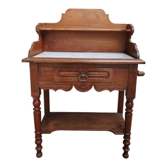 Walnut and cherry wood bathroom cabinet