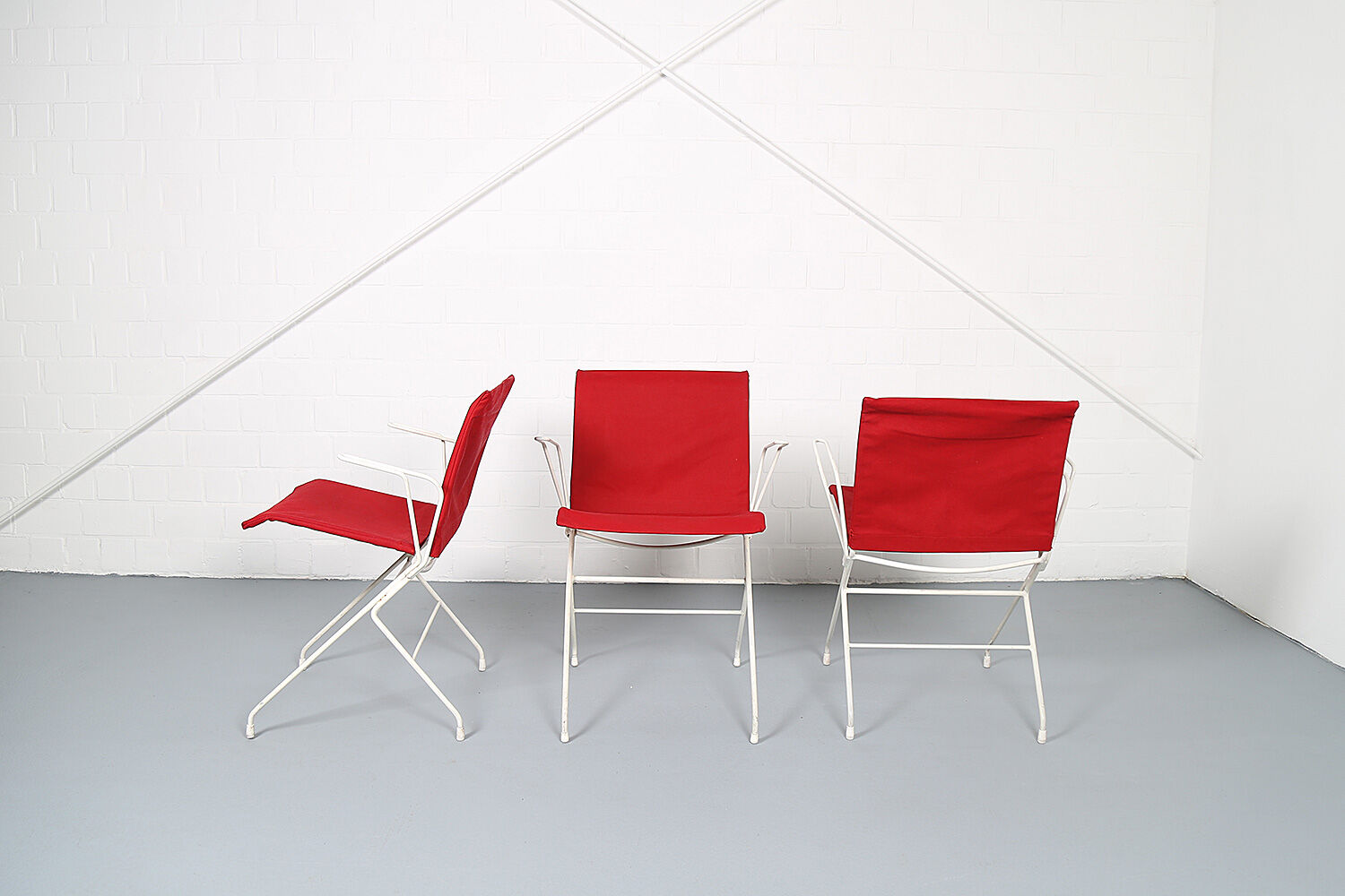 French mid-century vintage garden set designed by Raoul Guys (attributed) 3 chairs and a table