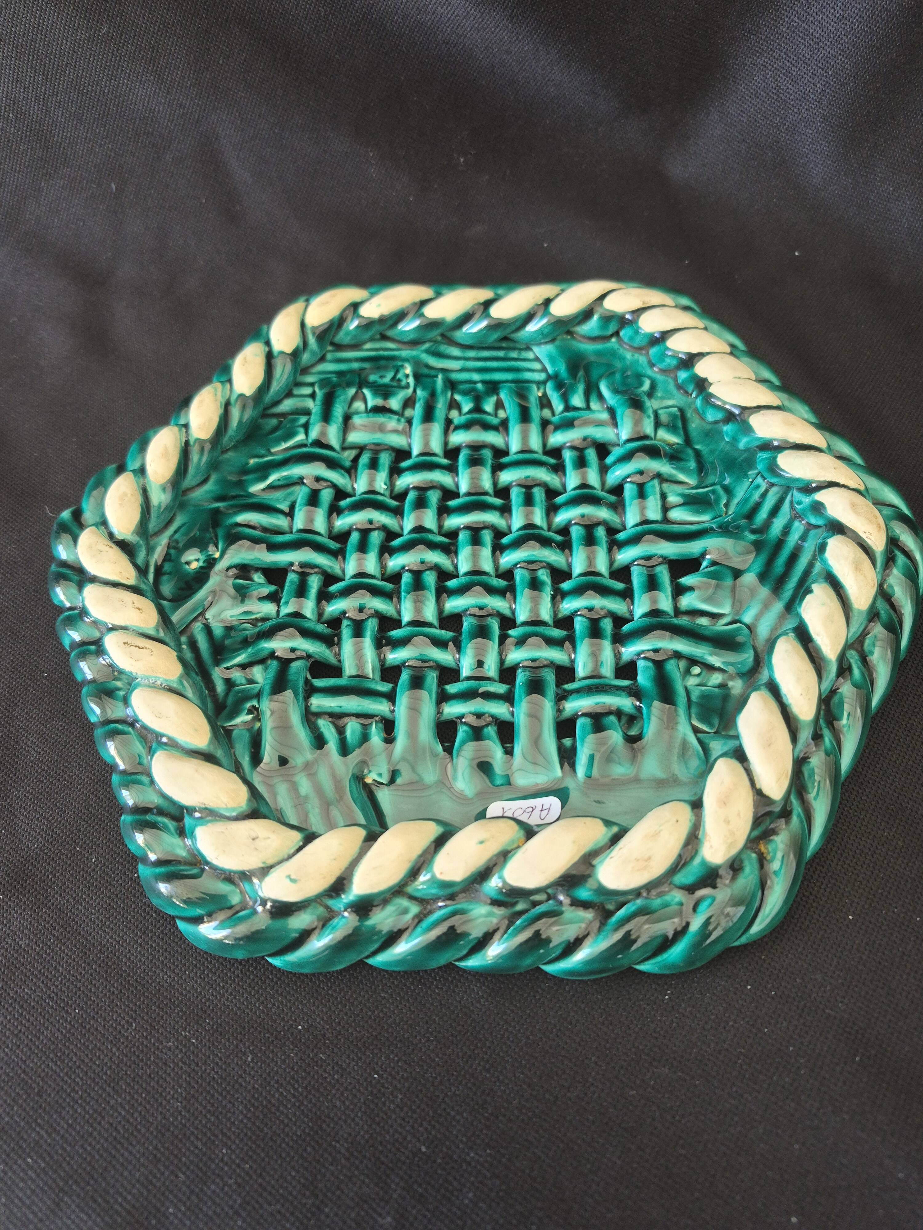 Varnished ceramic trivet from Vallauris and 2 bottle coasters.