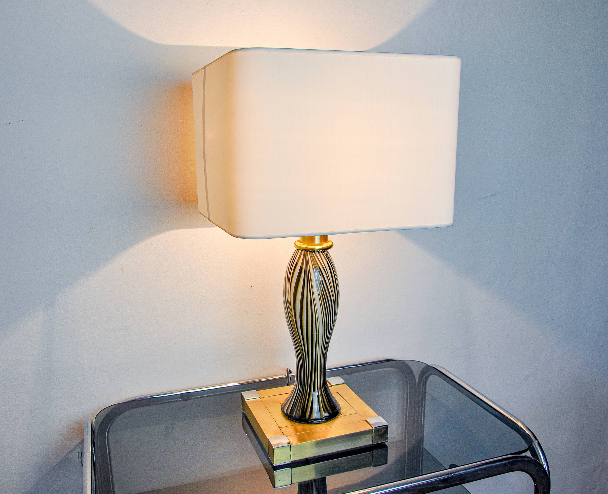 Bd Lumica table lamp, murano glass and brass, Italy, 1970