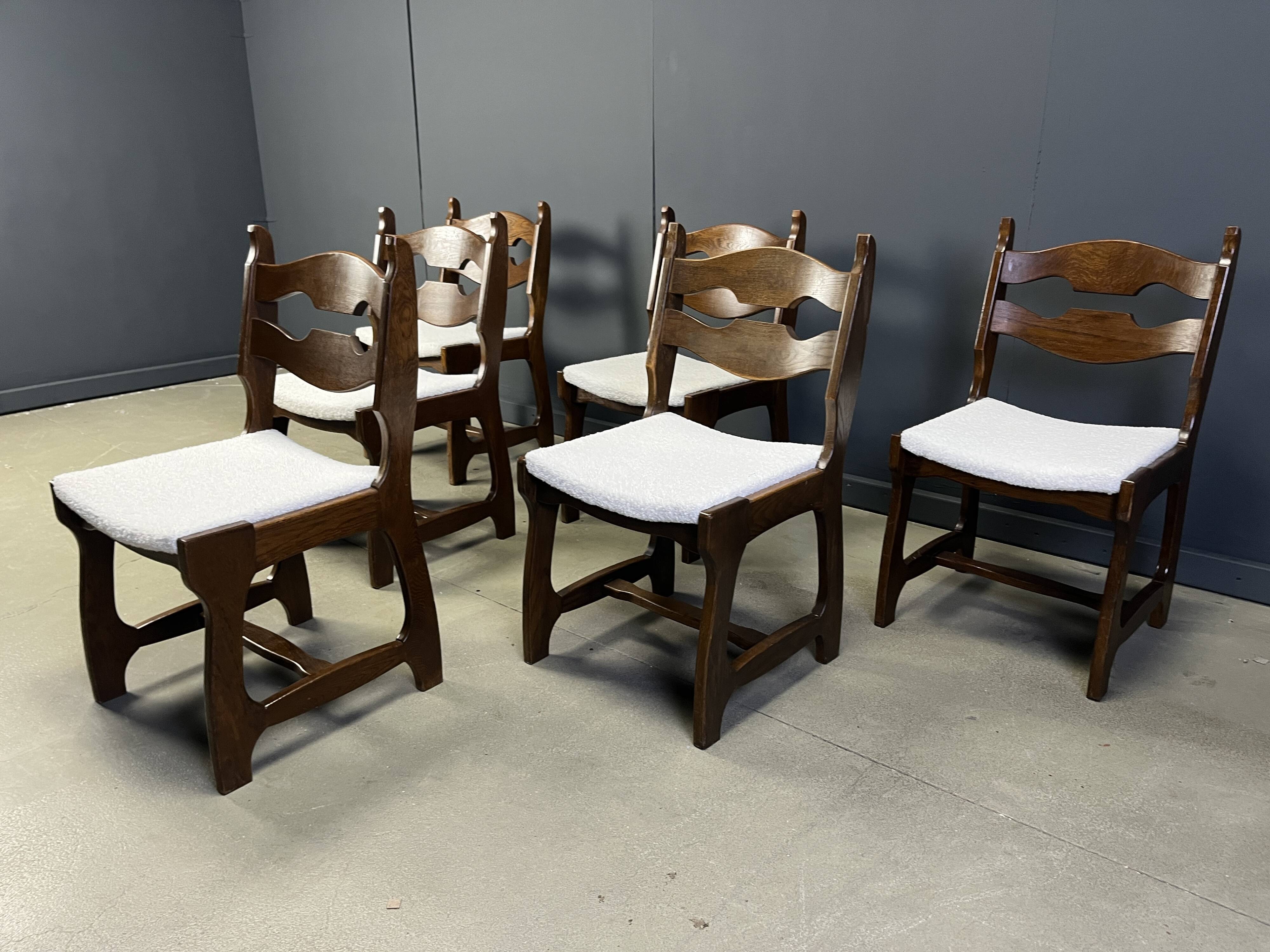 Vintage brutalist dining chairs, set of 6 - 1960s