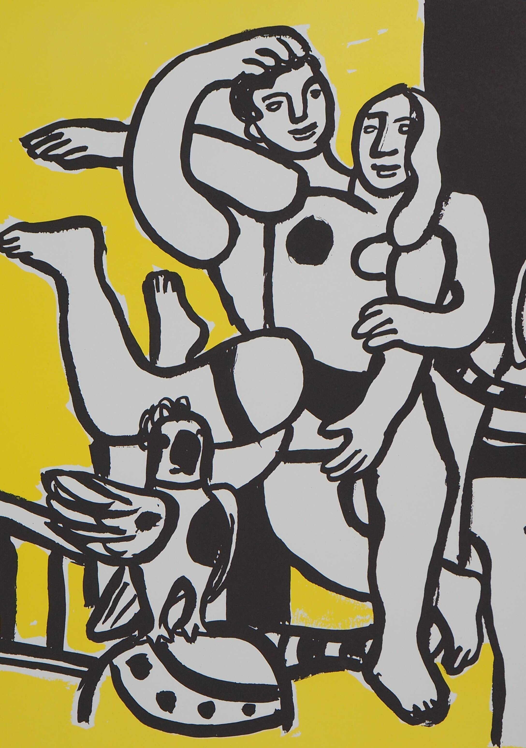 Fernand LEGER: Loving couple and horse, signed lithograph.