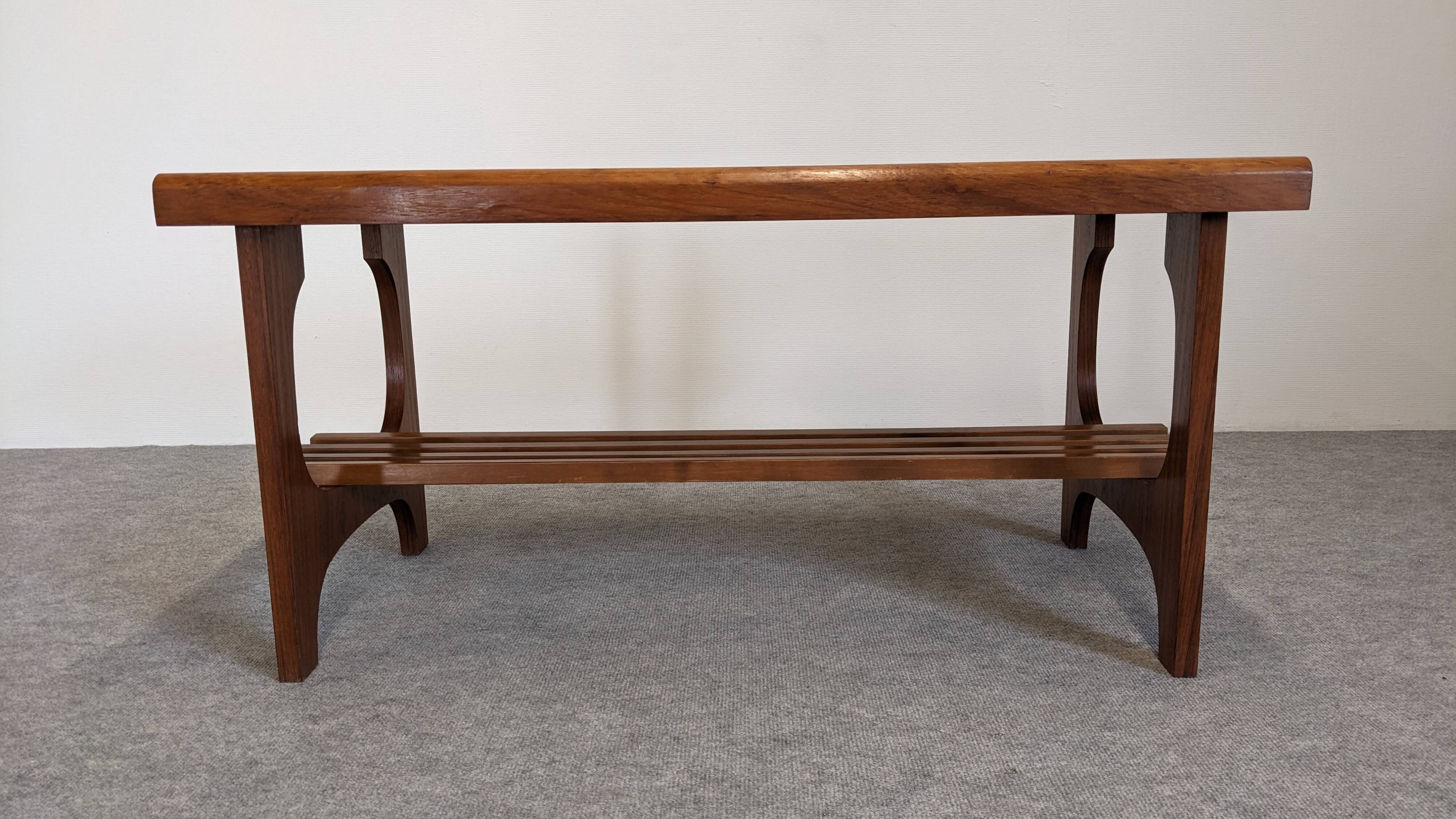 Scandinavian teak coffee table with magazine rack, Sweden circa 1960.