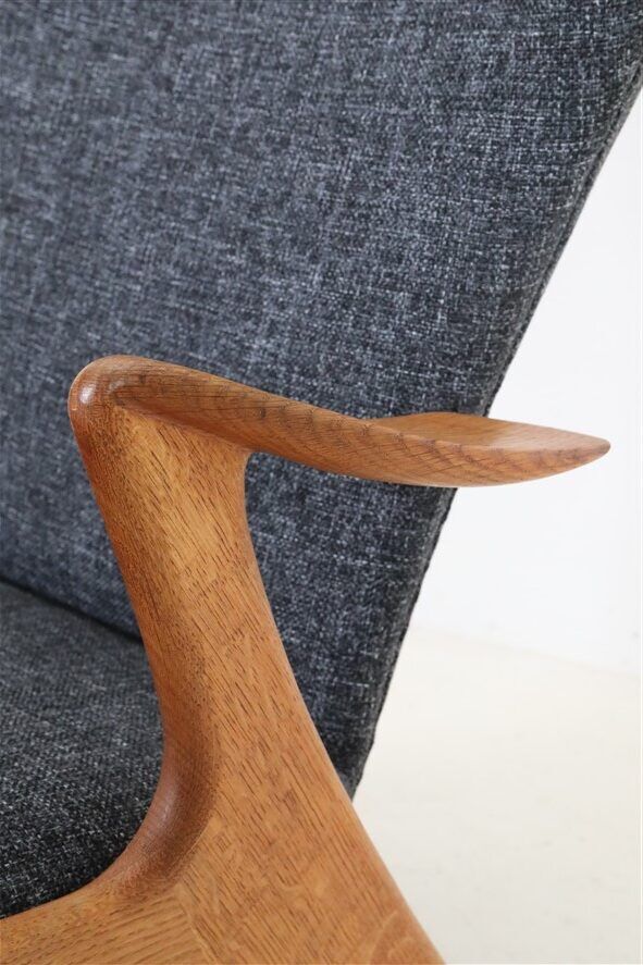 Fully restored Kurt Østervig / Rolschau Møbler “Wing Chair” armchair, mid-century Danish modern design, 1950s/1960s