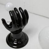 Main wall lamp in black ceramic 1960 original opaline globe