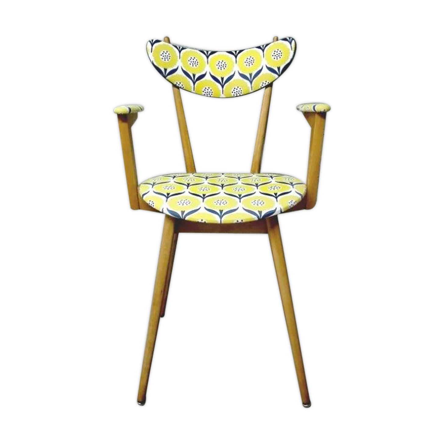 Blond wooden chair scandinavian style of the 1960s