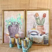 Still life illustration from the 70s under glass.