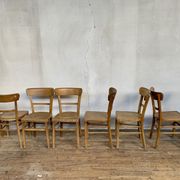 Series Lot of 8 chairs bistro Luterma in light wood Year 1950