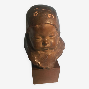 Child's Head Sculpture by A Gennarelli