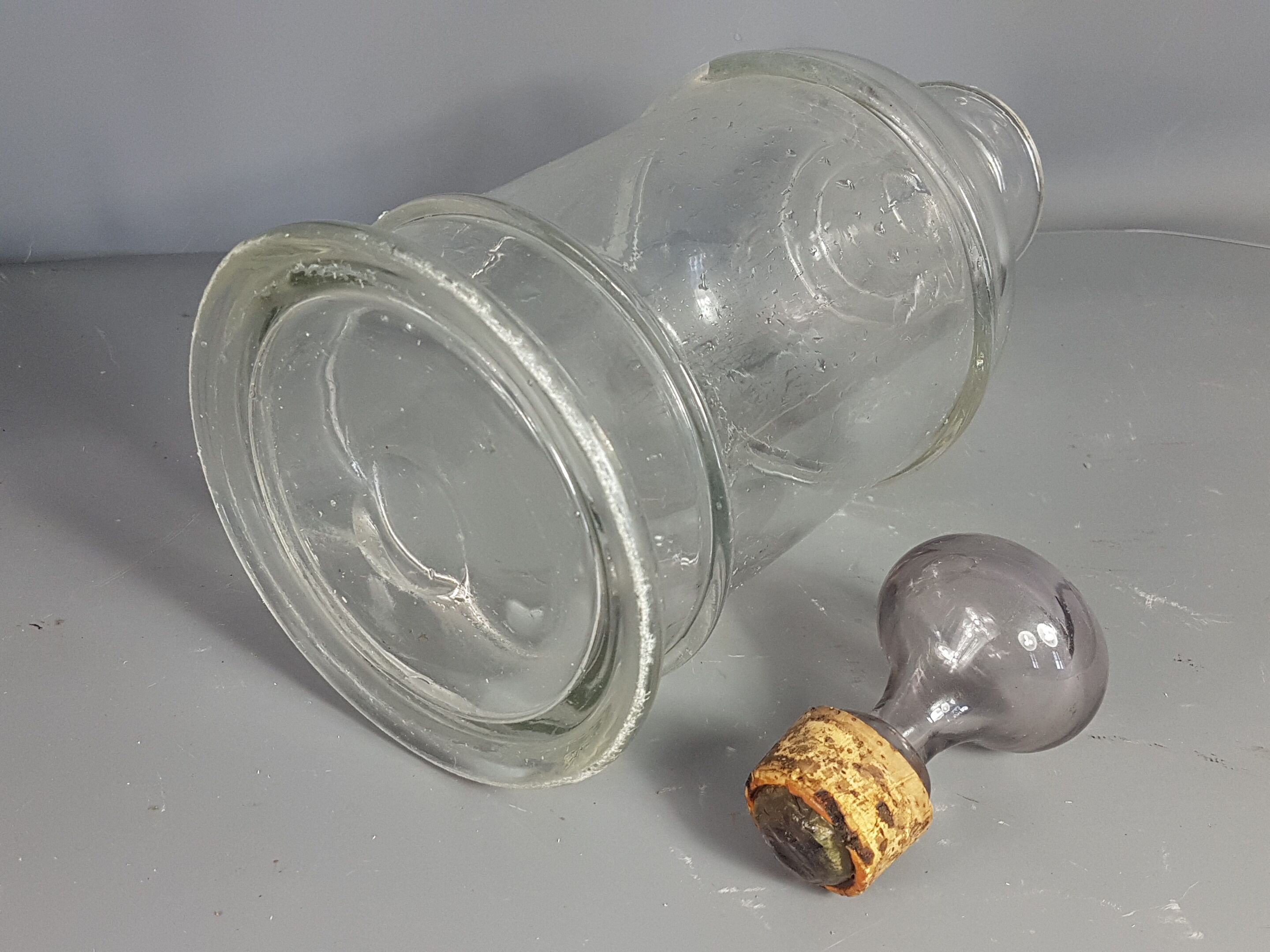 Old bottle of 19th century blown glass