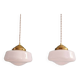 Pair of Art Deco conical white opaline pendant lights, 1920-30