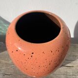 Large West German speckled salmon and black ceramic vase