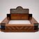 Double bed Art Deco – Rosewood, black lacquer and frosted glass – 1930s