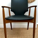 Teak and black vinyl chair 1960s