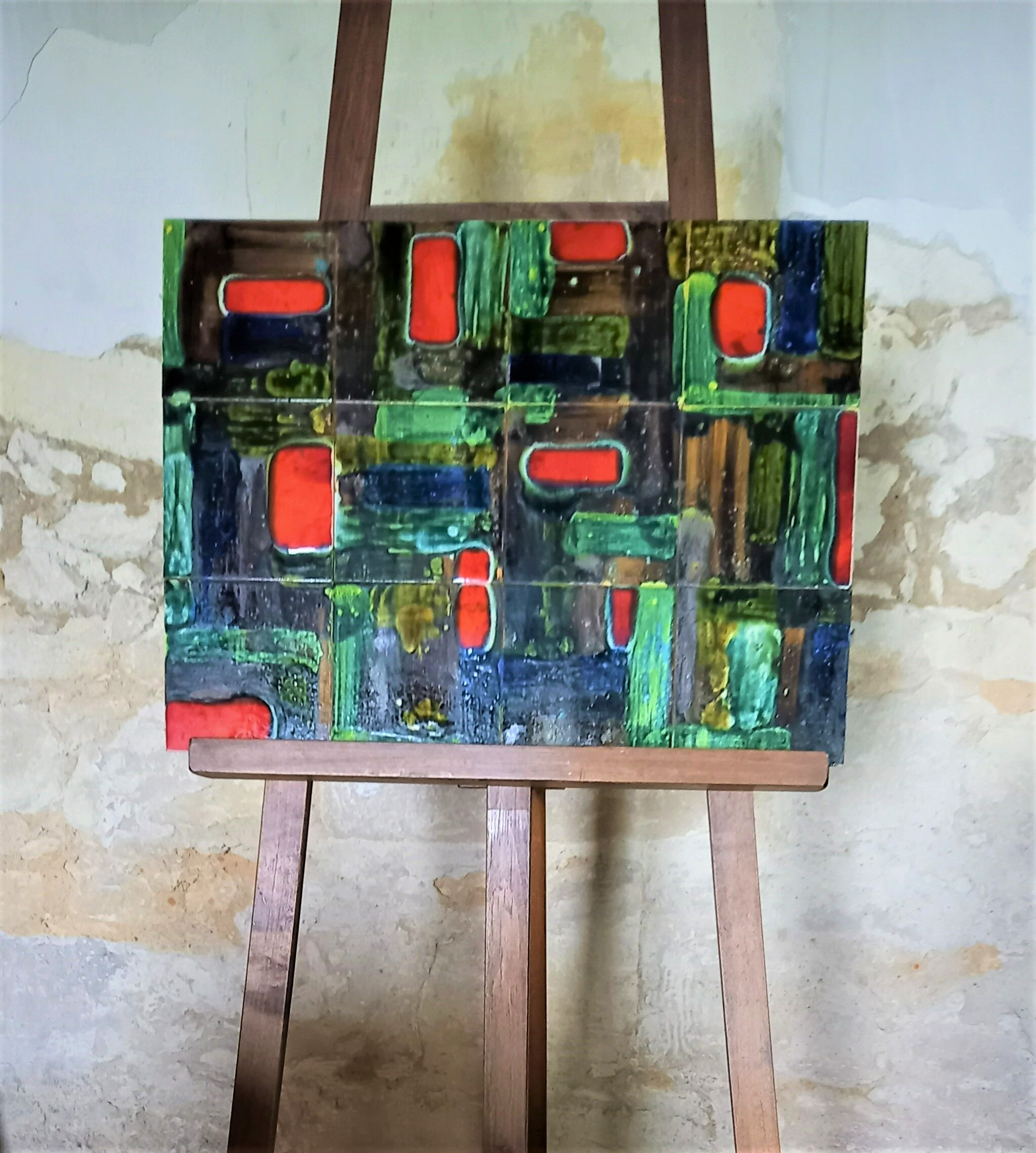 Original painting from the 1950s, ceramic squares.