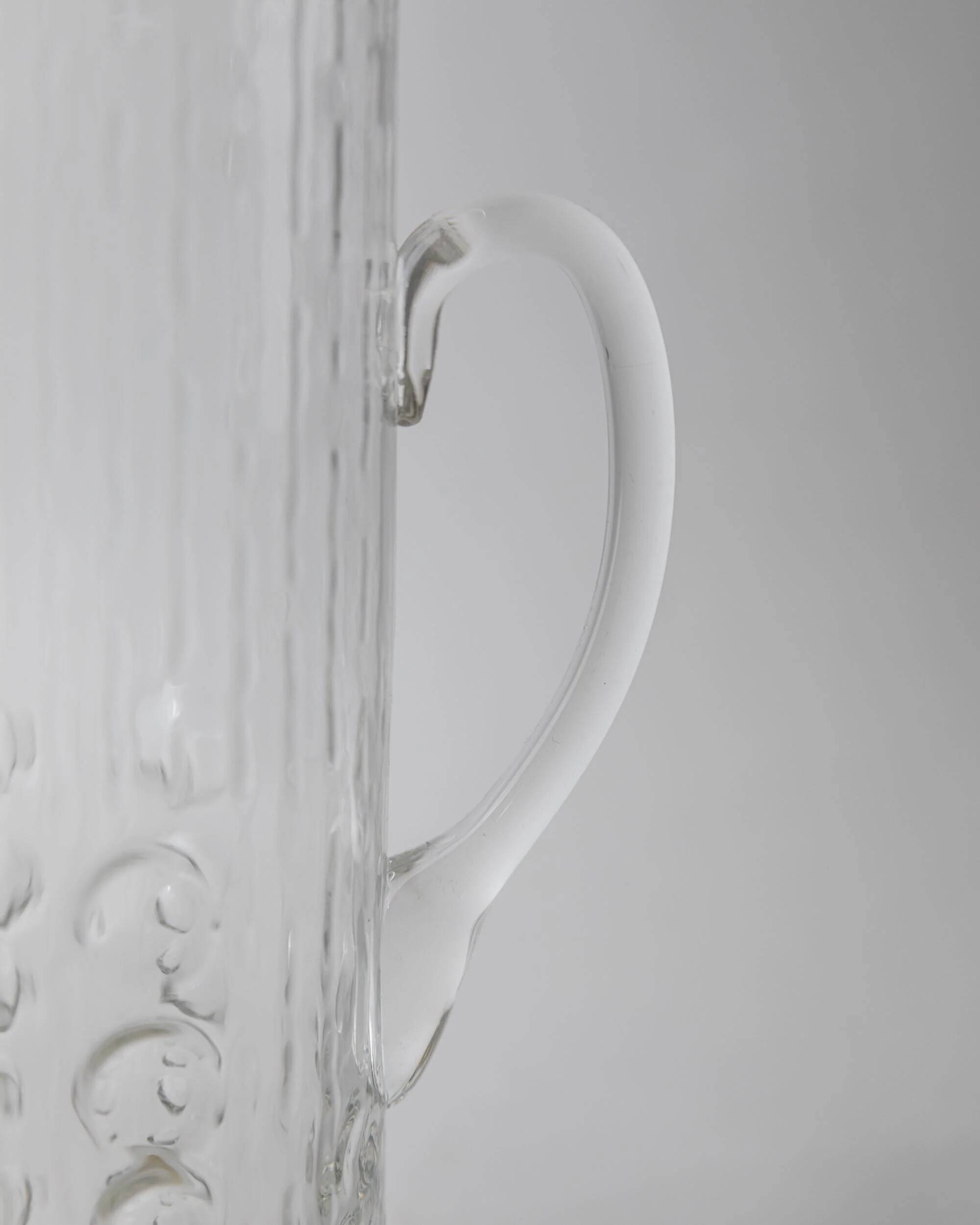 Vintage glass bubble-blown jug from the 1970s.