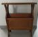 Side table, wooden magazine rack with caning.