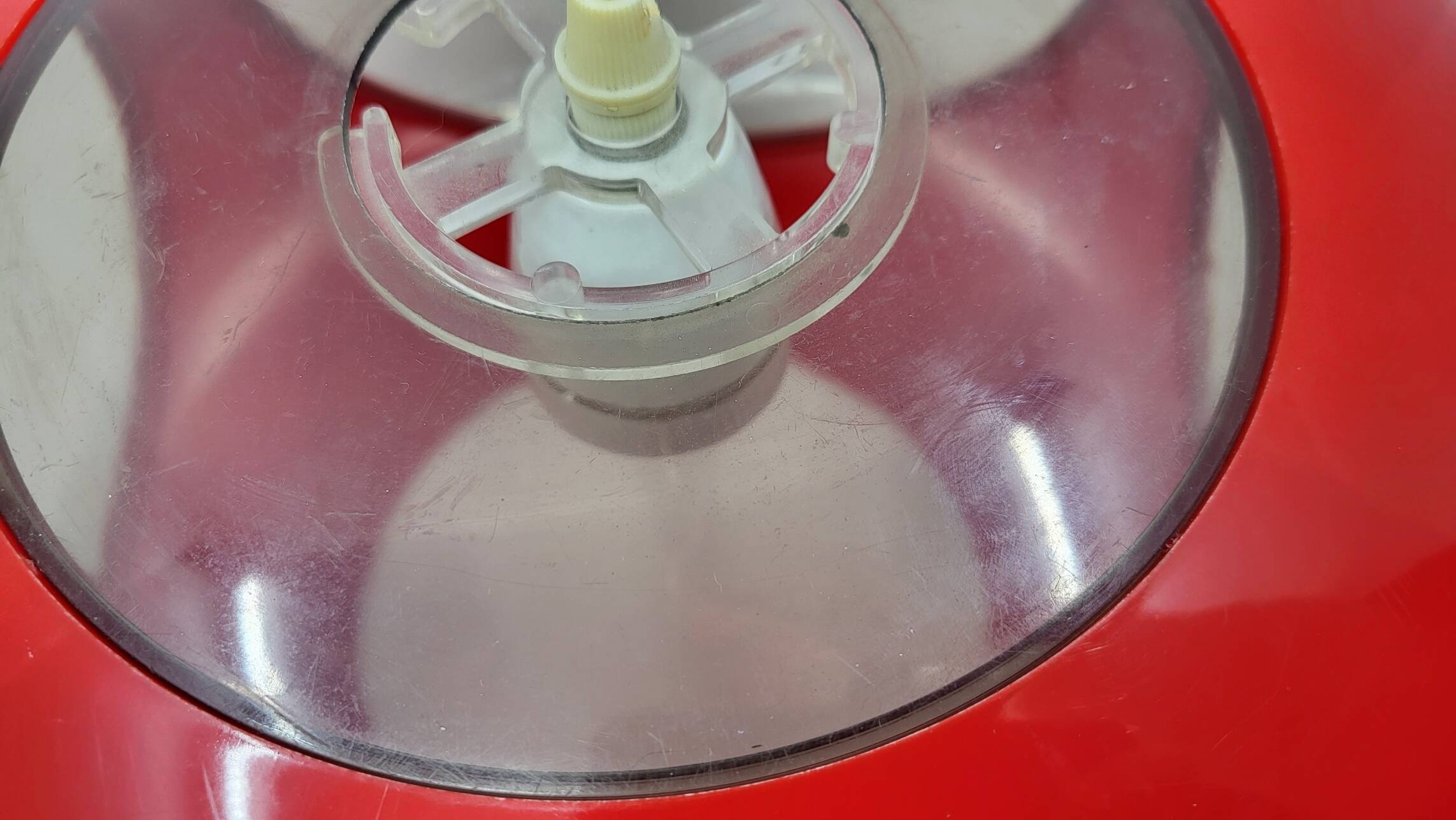 Massive Belgium red plexiglass UFO Space Age pendant light, 1970