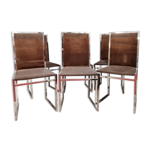 6 chaises en métal chromé