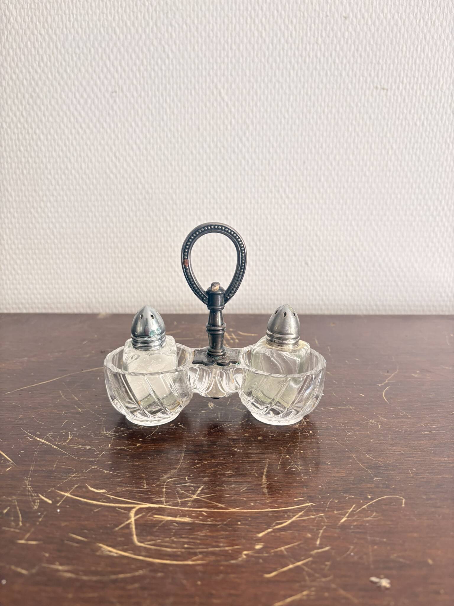 Ancien Porte Condiment Saleron Salière Poivrier Métal Argenté Christofle