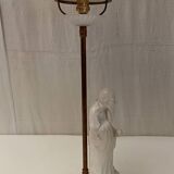 lampe ancienne porcelaine blanche opaline personnage SHOU 51 cm