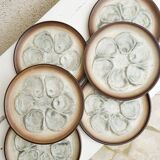 Set of 6 “Stromboli” model oyster plates from Saint-Amand