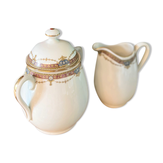 Sugar and milk jug Limoges porcelain