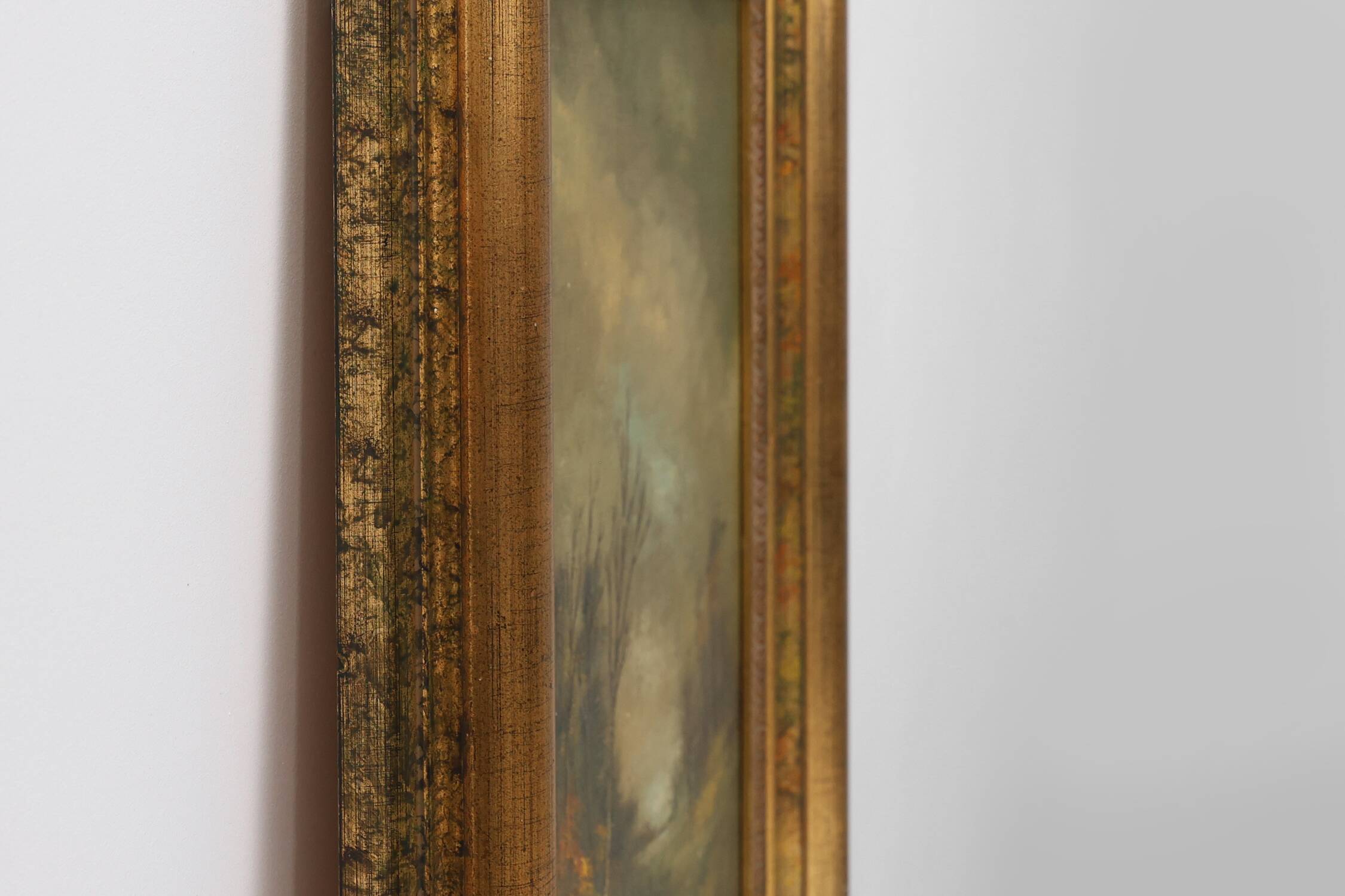 Signed Oil painting of a Landscape in Giltwood Frame, Belgium 1940s