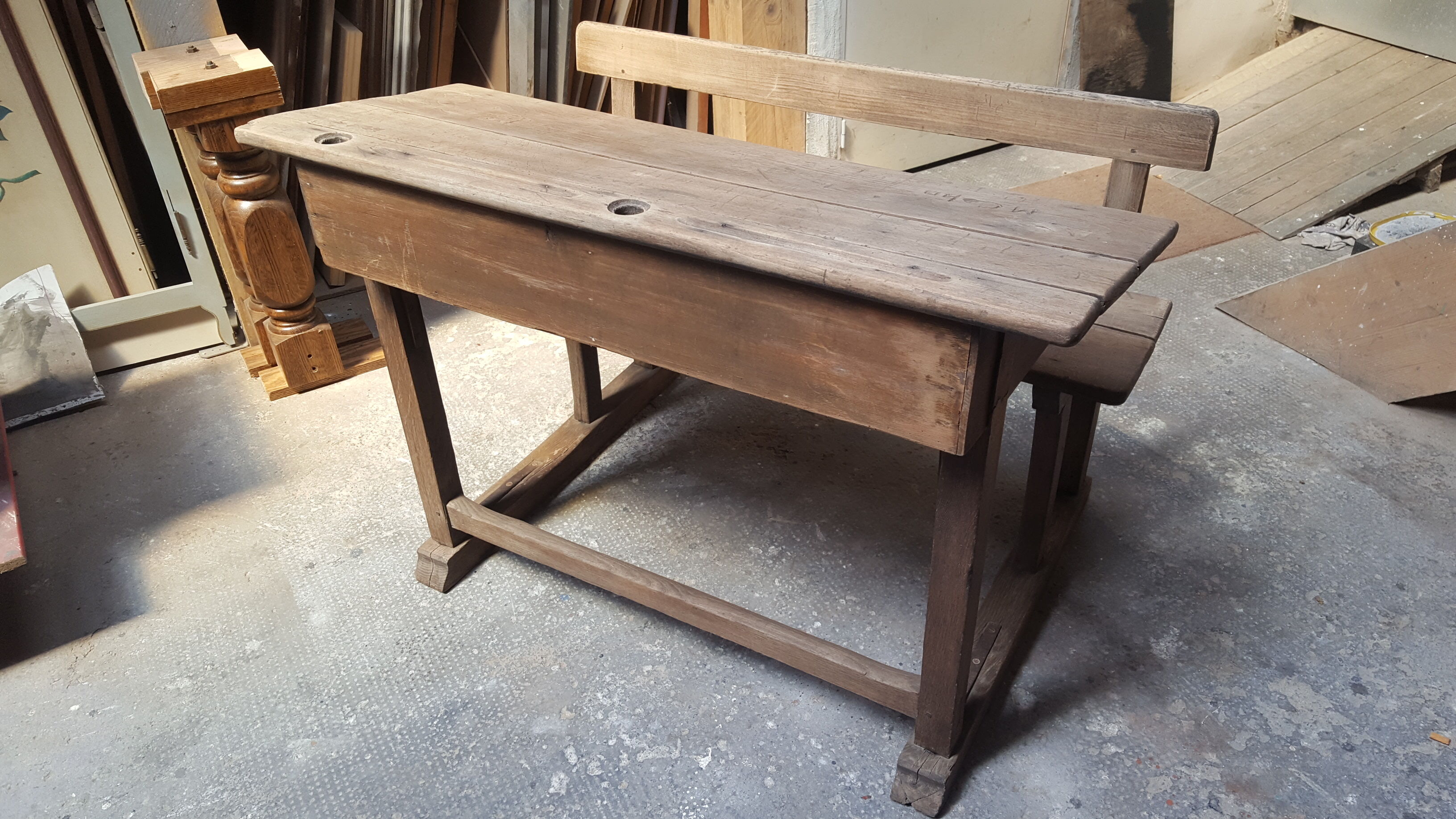 Table with period school bench