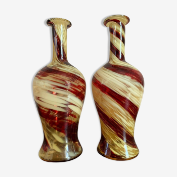 Pair of glass vases, Murano Style, Circa 1950