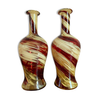 Paire de vases en verre, Style Murano, Vers 1950