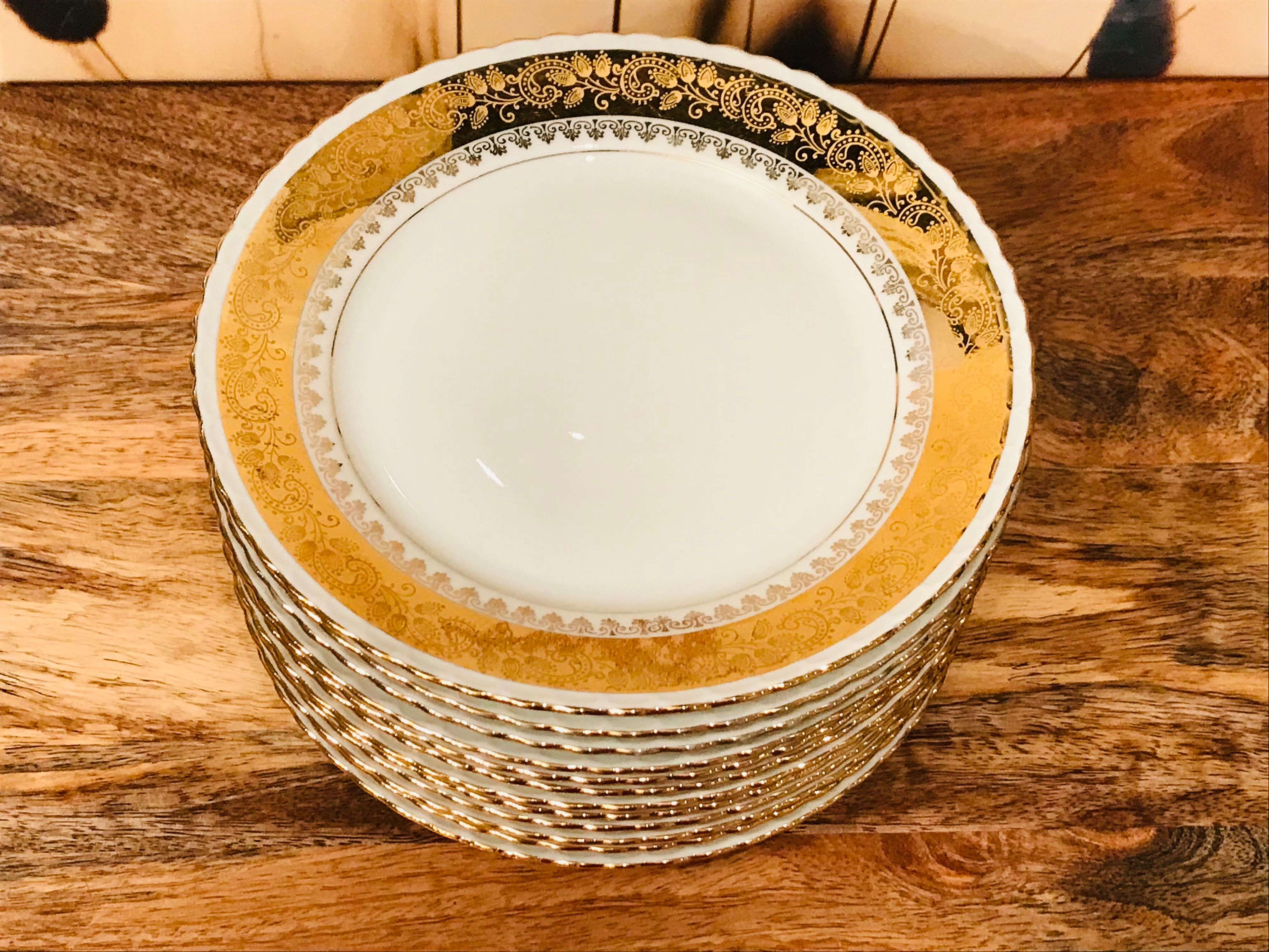 Service à dessert doré à l’or fin en porcelaine de Luxe Royal ADP
