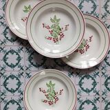 Set of 4 Lunéville KG soup plates, coffee leaves