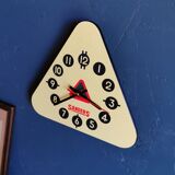 Vintage formica clock triangular silent wall clock "Sanders yellow"