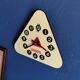 Vintage formica clock triangular silent wall clock "Sanders yellow"