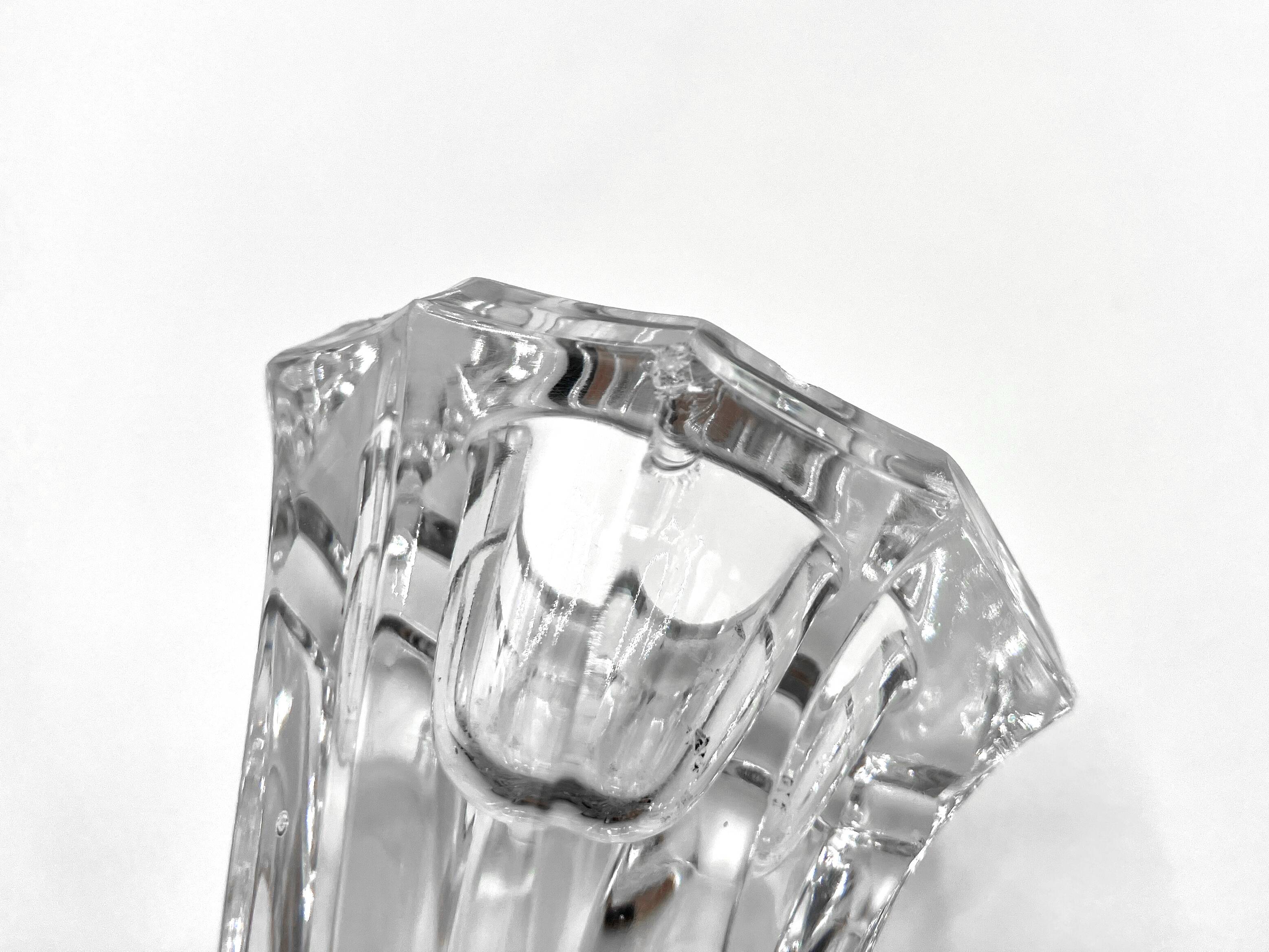 Set of 2 double-light crystal candlesticks • Val Saint-Lambert crystal factory • 1953 • Belgium