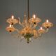 Venetian chandelier in gilded murano glass, 6 arms of light