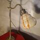 Lampe de bureau réglable ancienne en laiton et verre
