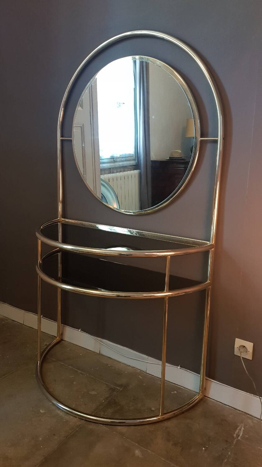 Gilded metal dressing table, Italy, 1980s