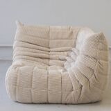 Ensemble de canapés Togo en velours côtelé beige, modèle dessiné par Michel Ducaroy 1973