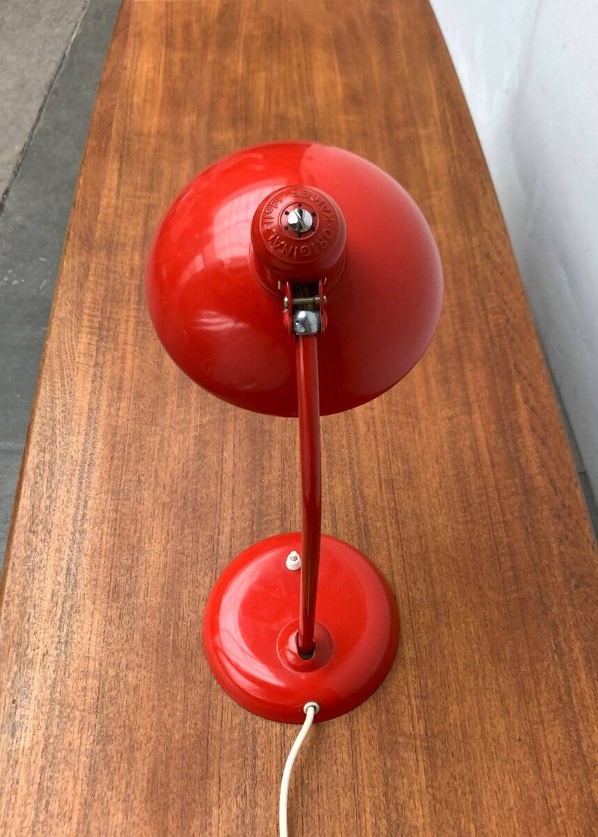 Red German table lamp mid-century 6556 by Christian Dell for Kaiser Idell, 1960s