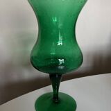 XXL Medici vase in bubbled glass from Empoli, Italian work 1960